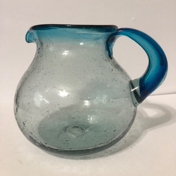 Pitcher Clear with Blue and Bubbles or Flower Vase. Material Glass. - Picture 2 of 4